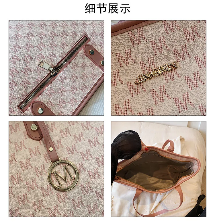 womens bag foreign trade hot one piece of shipping 2024 new large-capacity pink shoulder tote bag 19
