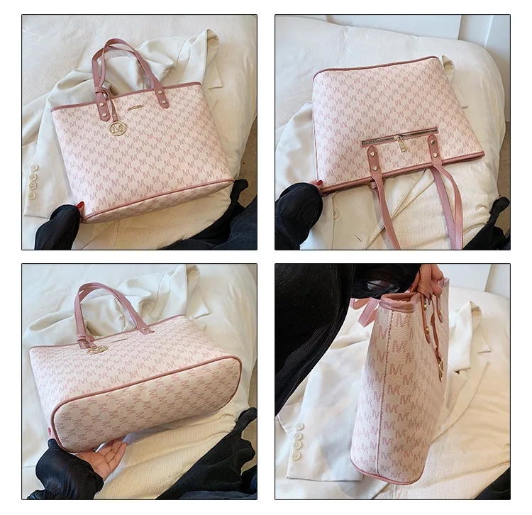 womens bag foreign trade hot one piece of shipping 2024 new large-capacity pink shoulder tote bag 9