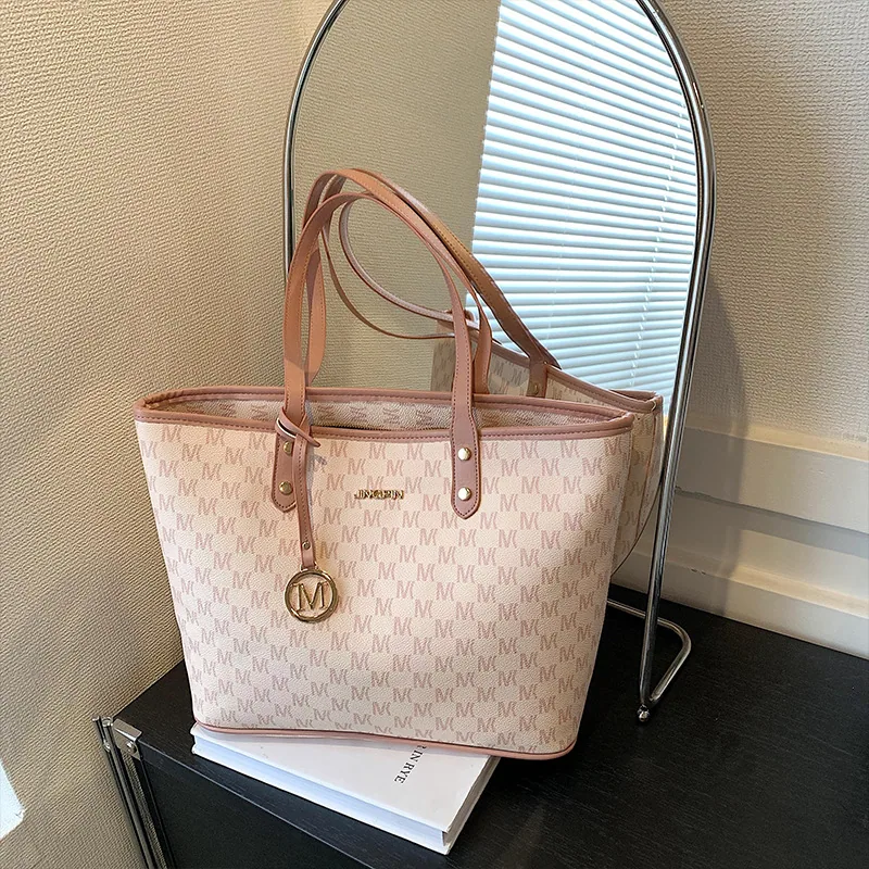 womens bag foreign trade hot one piece of shipping 2024 new large-capacity pink shoulder tote bag 5