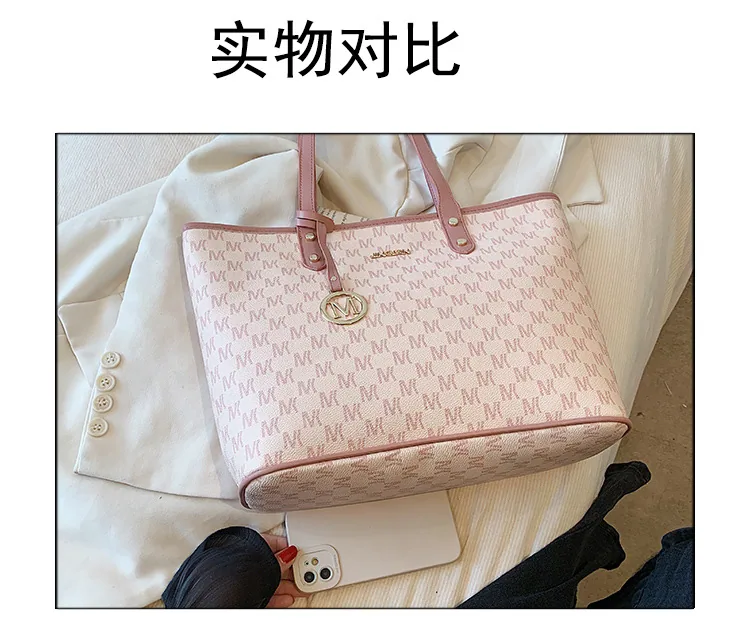 womens bag foreign trade hot one piece of shipping 2024 new large-capacity pink shoulder tote bag 6