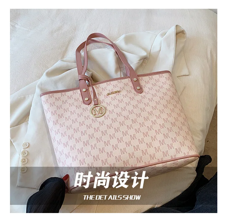 womens bag foreign trade hot one piece of shipping 2024 new large-capacity pink shoulder tote bag 11