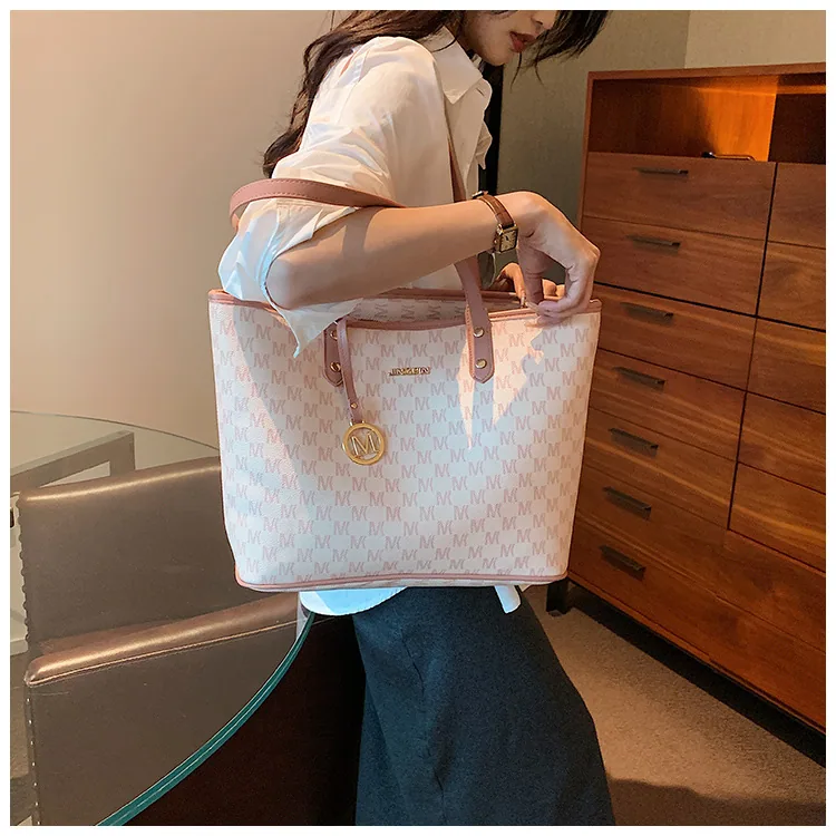 womens bag foreign trade hot one piece of shipping 2024 new large-capacity pink shoulder tote bag 23