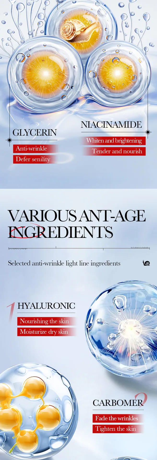 SADOER Snail Collagen facial mask Set Overall Display Firming Anti wrinkle Moisturizing Skin Care Series Export