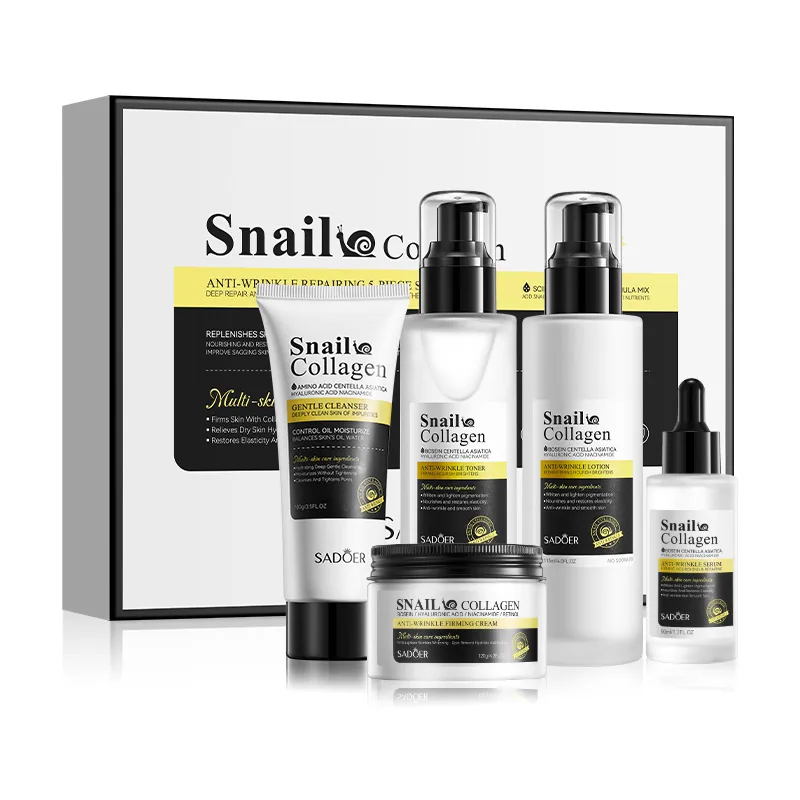 SADOER Snail Collagen facial mask Front Package Detail Anti wrinkle Moisturizing Skin Care Set Single Product Display