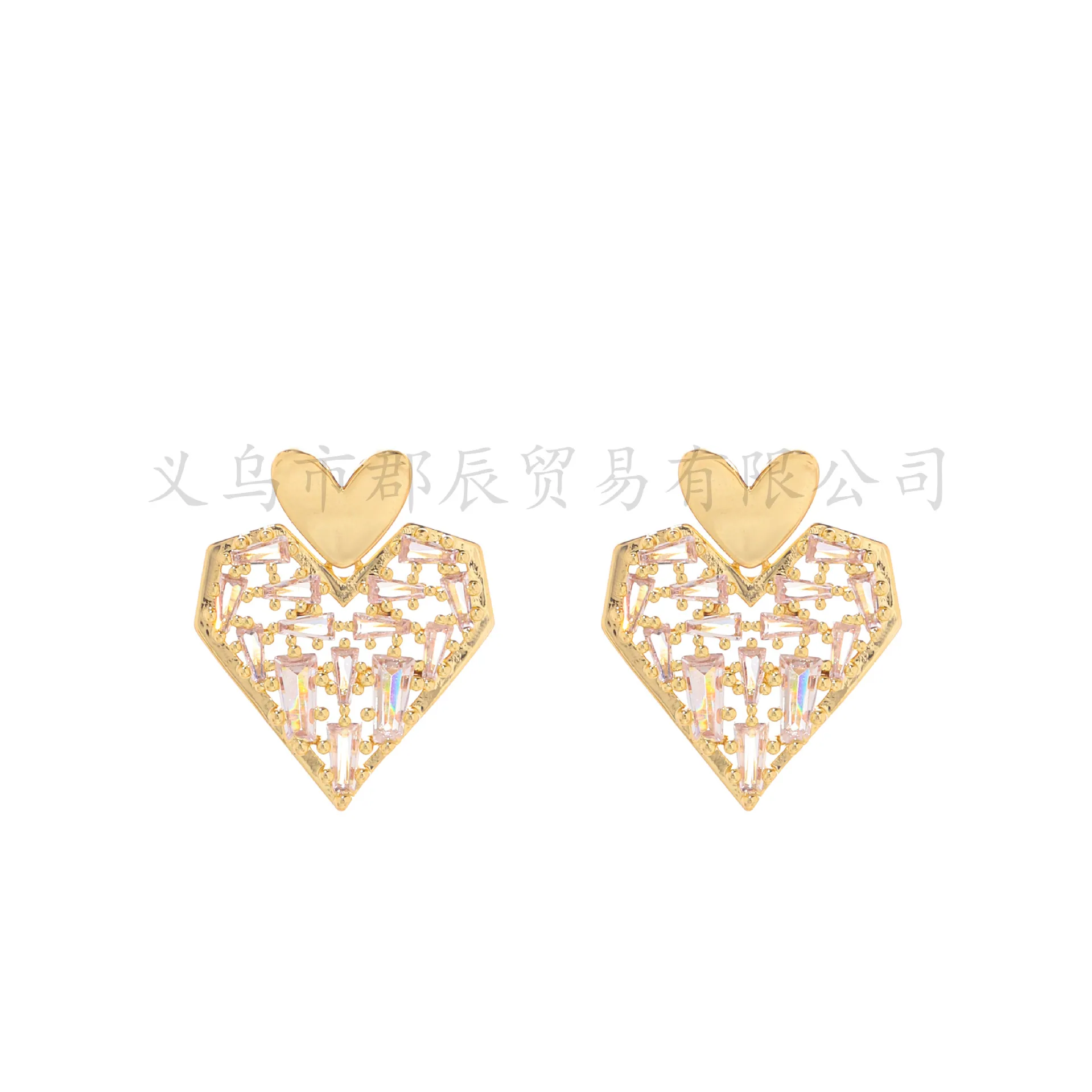 Necklace female Internet celebrity full of zirconium love jewelry, cross-border niche light luxury temperament, hollow stud earr 2