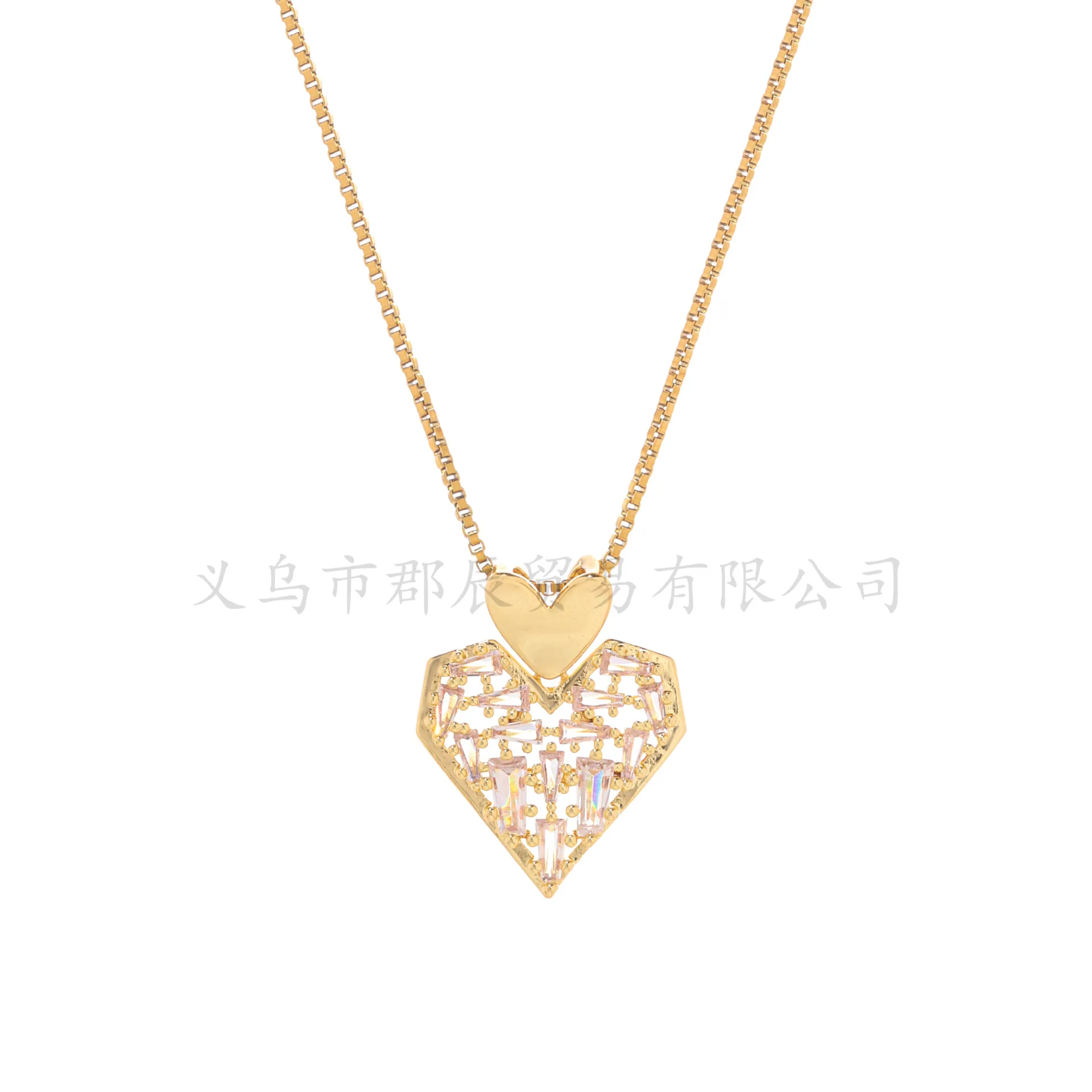 Necklace female Internet celebrity full of zirconium love jewelry, cross-border niche light luxury temperament, hollow stud e
