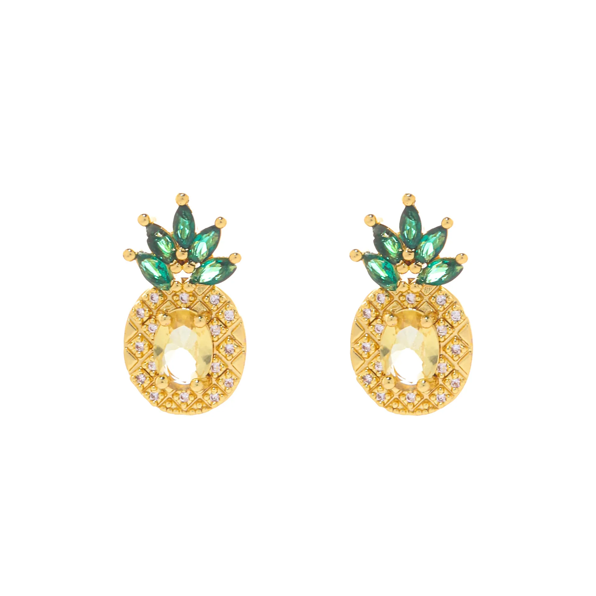 European and American fashion copper gold-plated gold zircon jewelry luxury pineapple versatile set cross-border womens ring nec 2