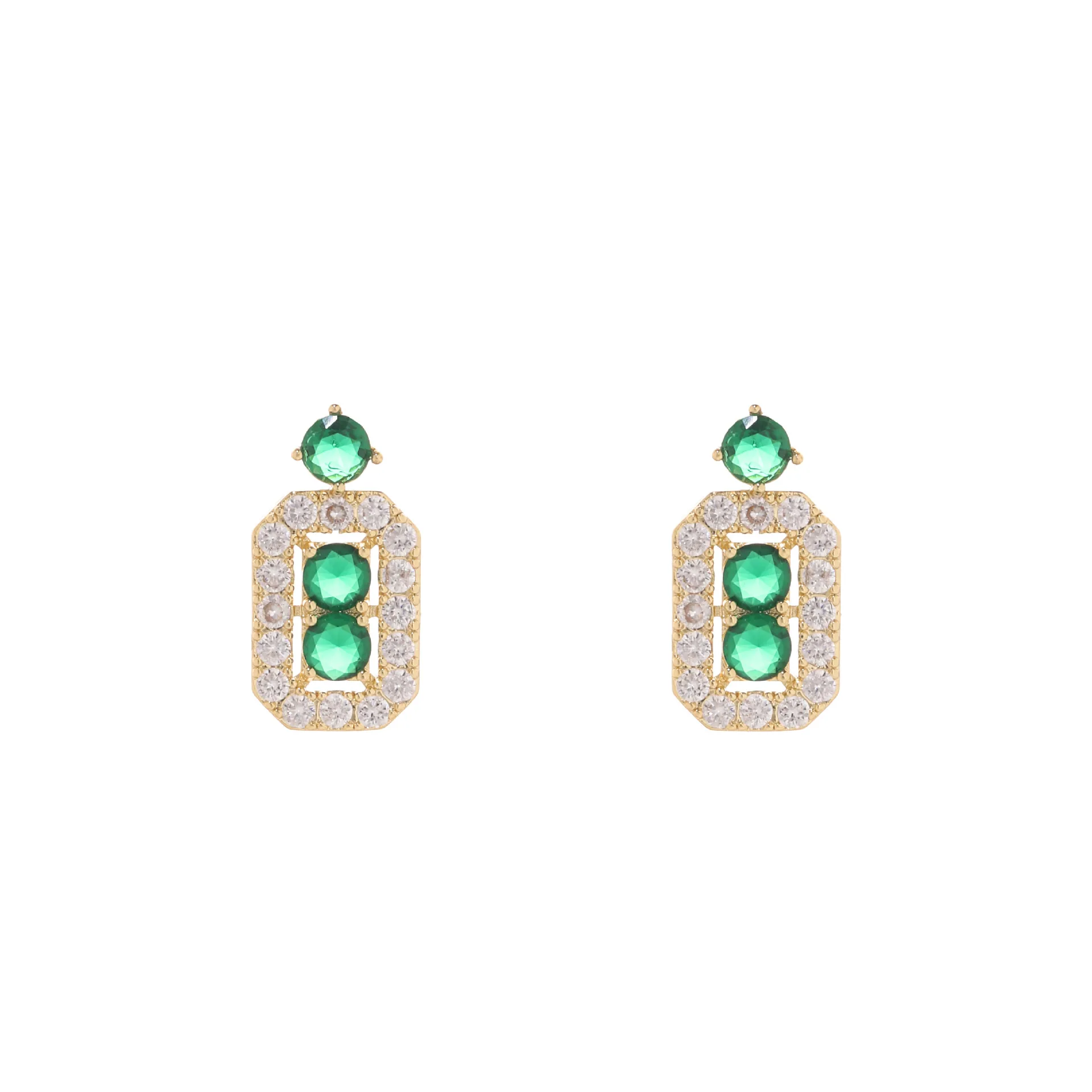 European and American hot-selling emerald jewelry sets, light luxury, niche, high-end, full diamond women's necklaces, stud earr 2
