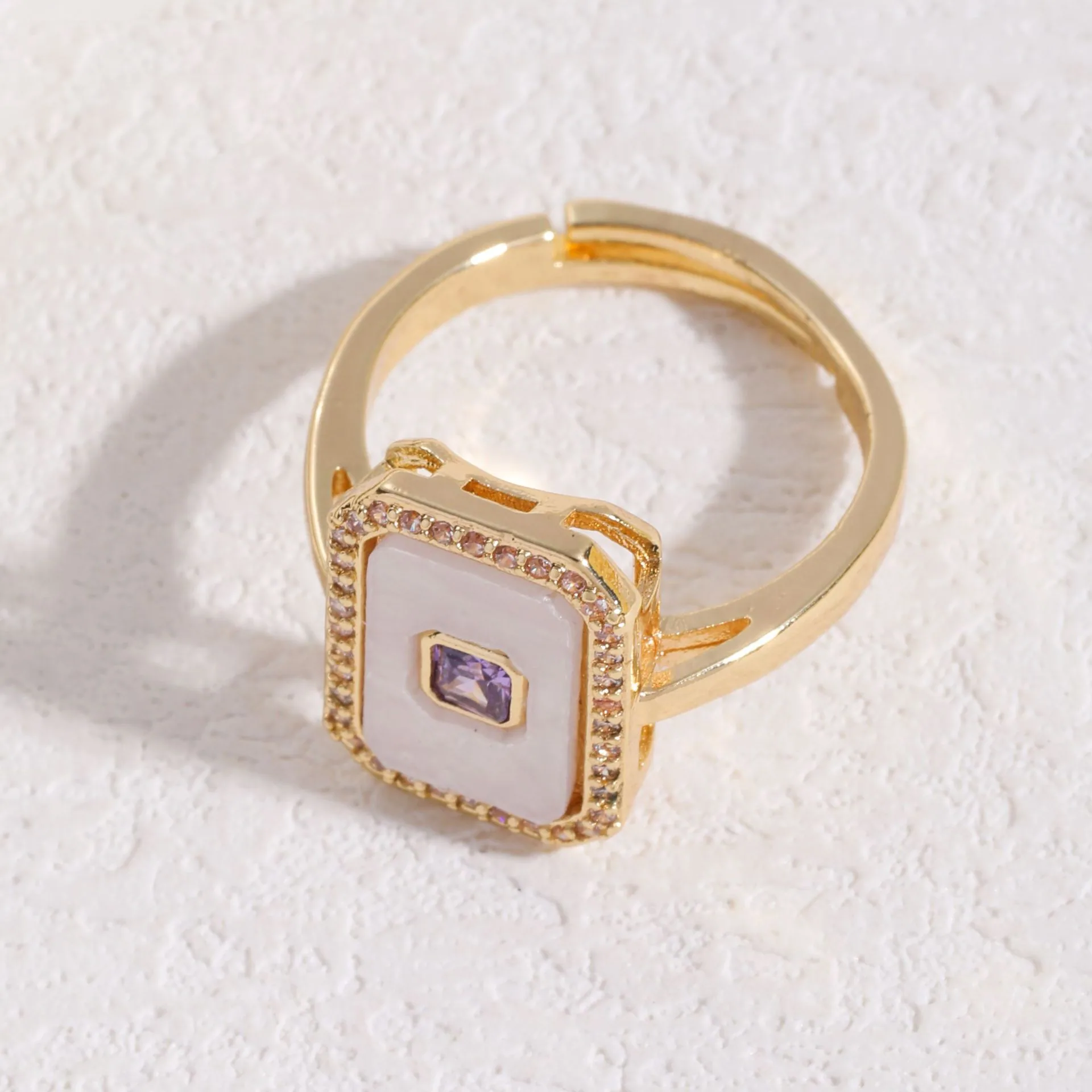 Light luxury purple zircon square brand necklace stud rings do not fade women's jewelry set high-end Yiwu accessories 2
