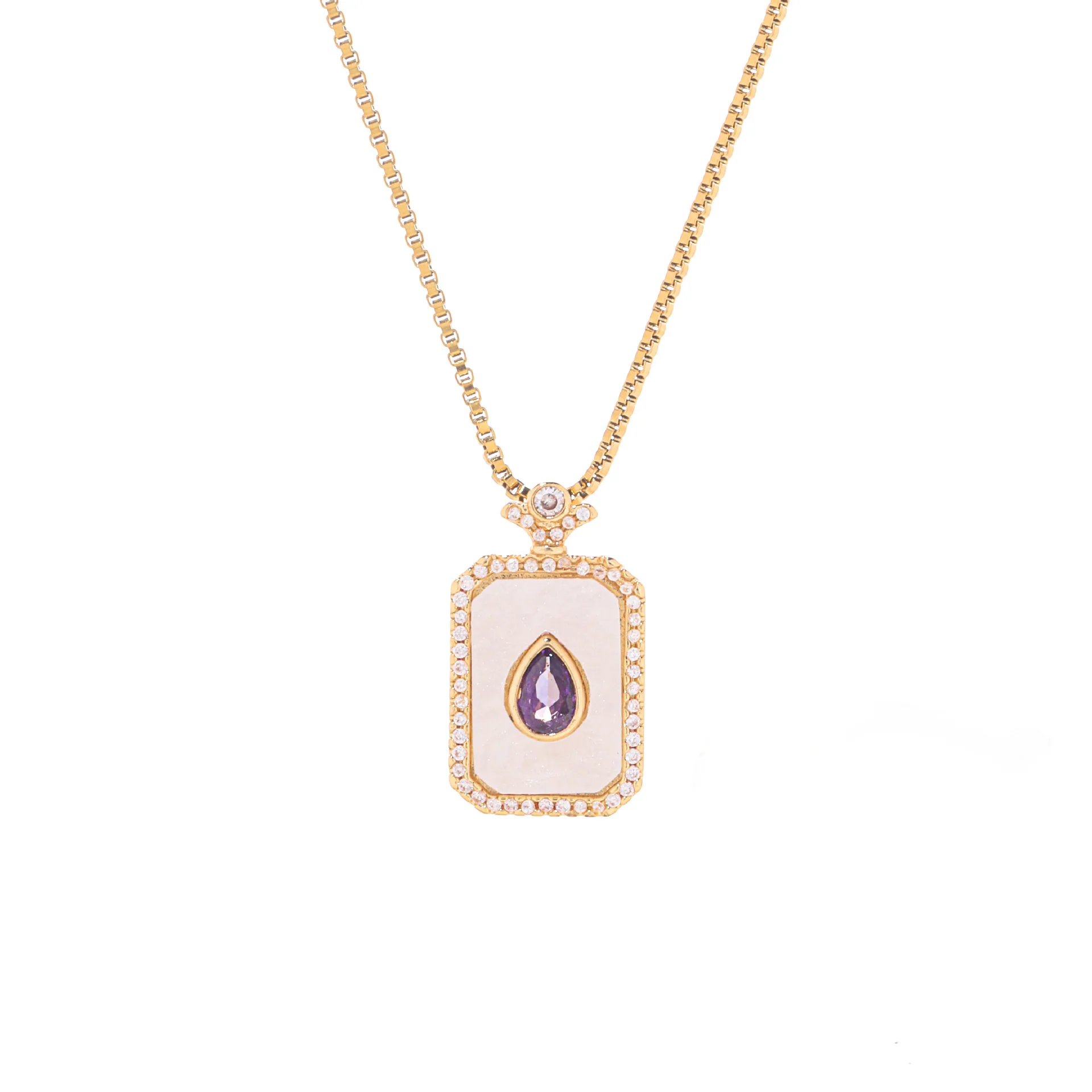 Fashionable square jewelry set, temperament, light luxury, high-end sense, full zirconium copper inlaid with zircon earrings, ne