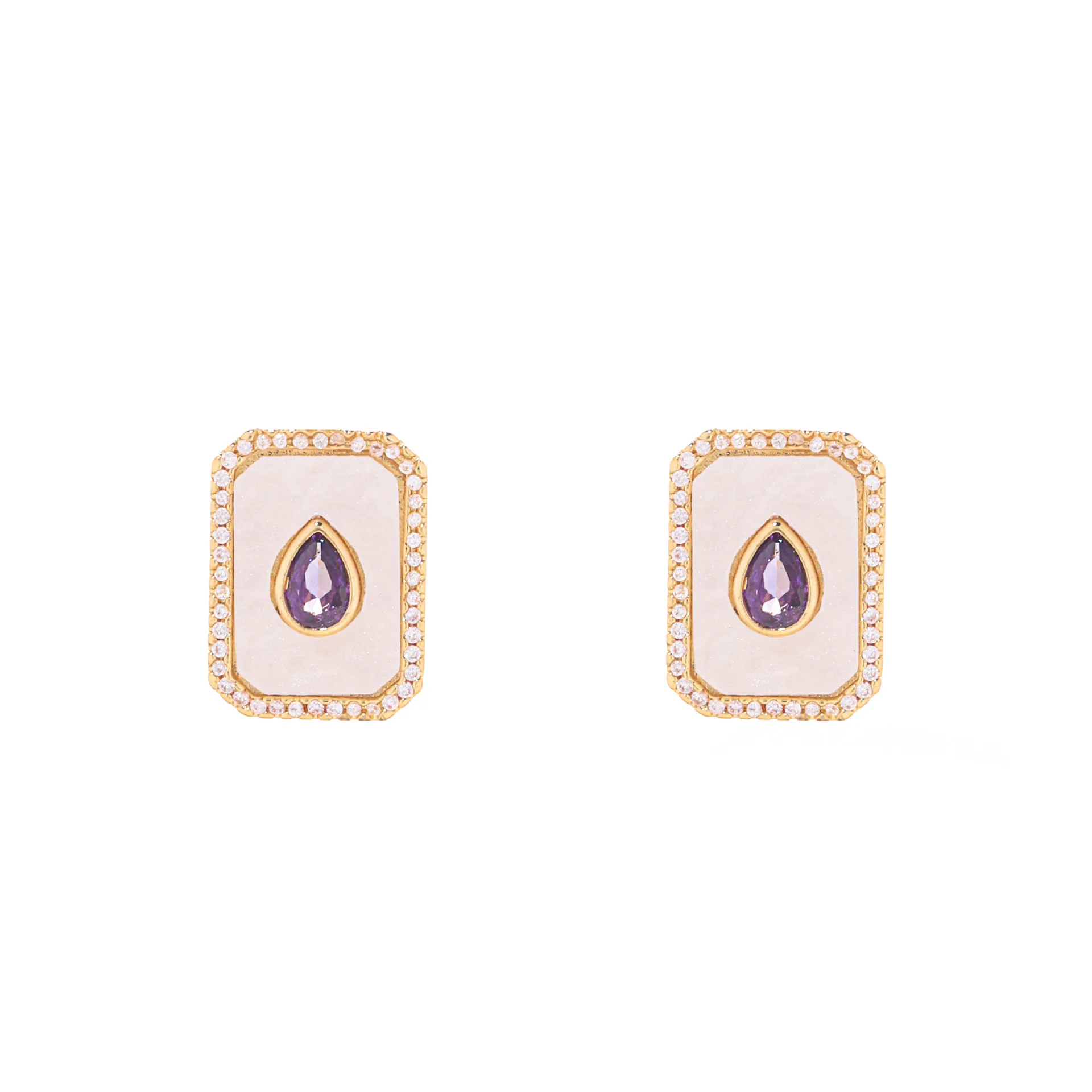 Fashionable square jewelry set, temperament, light luxury, high-end sense, full zirconium copper inlaid with zircon earrings, ne 2