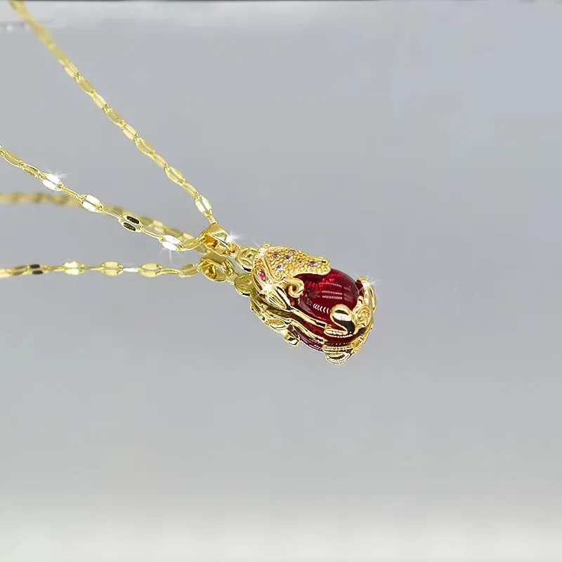 New Chinese Fortune Pixiu Four-Piece Necklace Ring Earrings Bracelet Womens Niche High-end Jewelry Internet Celebrity Jewelry