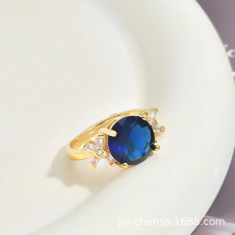Vintage round gemstone jewelry womens jewelry set niche light luxury necklace ring send mom spot wholesale 2