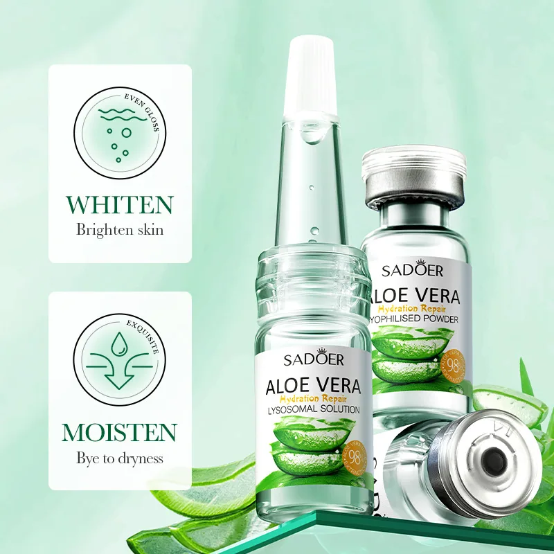 SADOER Aloe Freeze-Dried Powder Set Unboxing Content Display, Freeze-Dried Powder Paired with Solvent Sensitive Skin Repair K