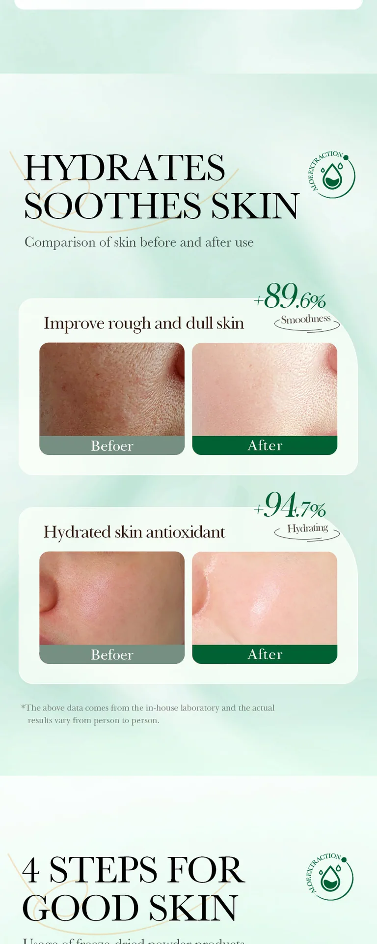 SADOER Aloe Freeze-Dried Powder Mask Essence Mixing Instructions, Sensitive Skin Repair and Rejuvenation