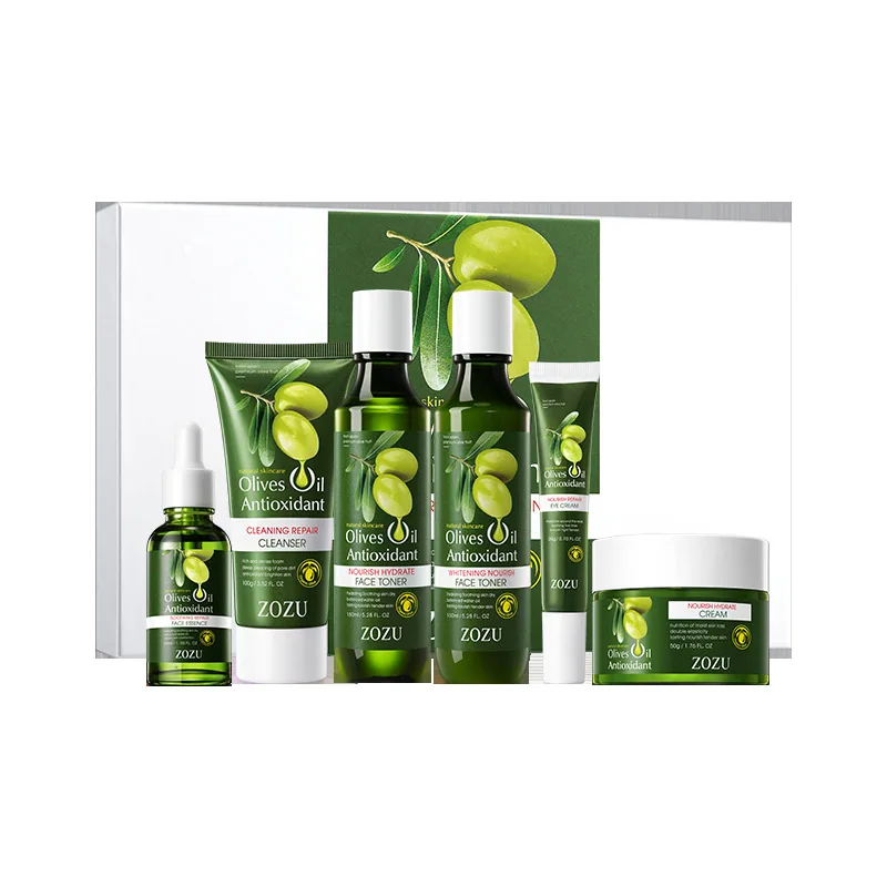 ZOZU Olive Anti Wrinkle Soothing Toner Single Product Close up Transparent Bottle Body and Olive Green Label