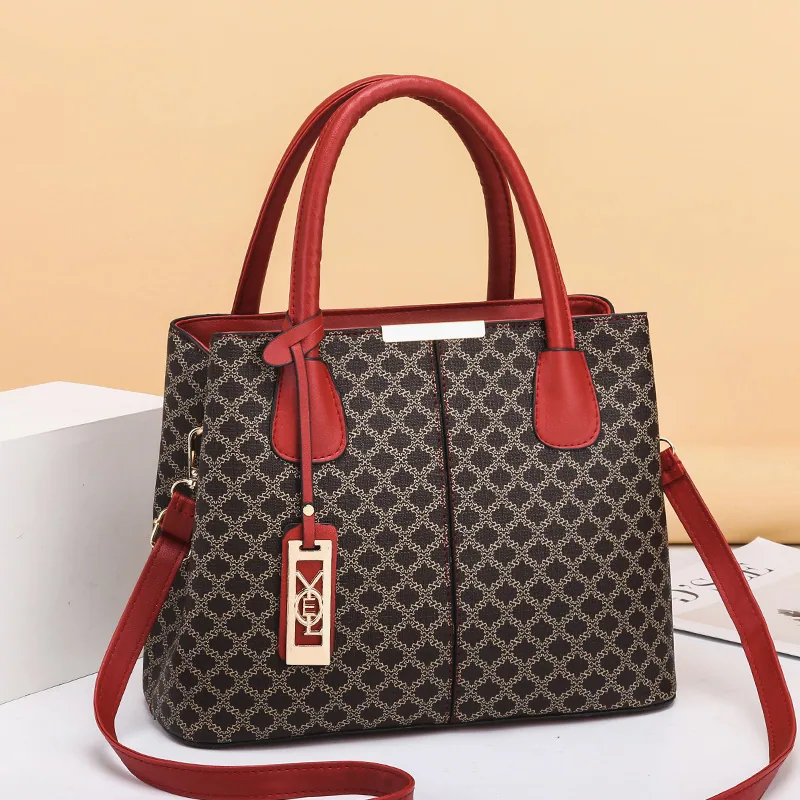 Simple retro print handbag 2024 European and American fashion womens bag large-capacity shoulder crossbody bag shipping