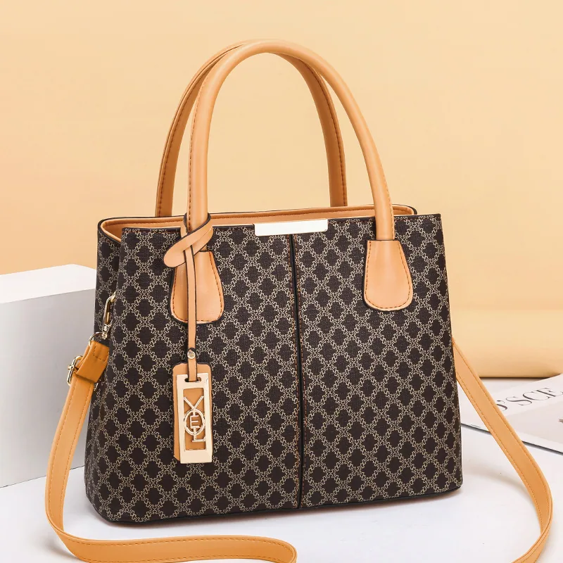 Simple retro print handbag 2024 European and American fashion womens bag large-capacity shoulder crossbody bag shipping 6