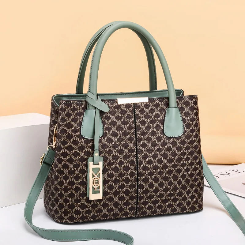 Simple retro print handbag 2024 European and American fashion womens bag large-capacity shoulder crossbody bag shipping 3
