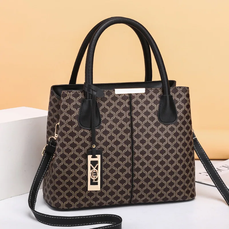 Simple retro print handbag 2024 European and American fashion womens bag large-capacity shoulder crossbody bag shipping 4