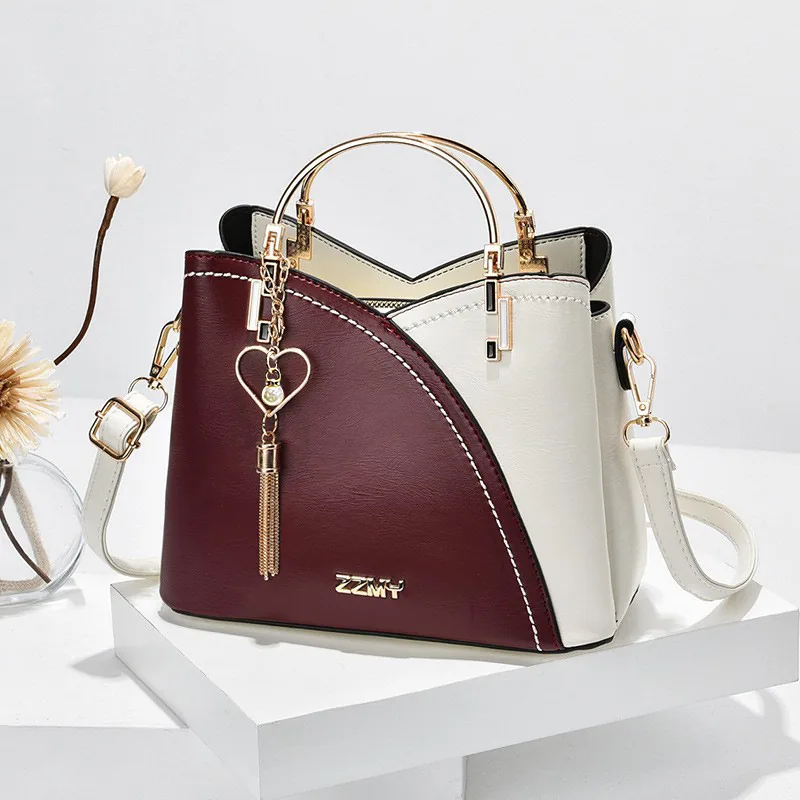 Womens Bag 2024 New Trendy Handbag Korean Edition Color Contrasting Large Capacity Fashion Single Shoulder Crossbody Bag One Pie 11