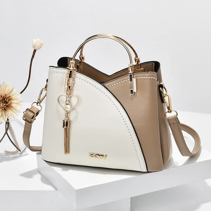 Womens Bag 2024 New Trendy Handbag Korean Edition Color Contrasting Large Capacity Fashion Single Shoulder Crossbody Bag One