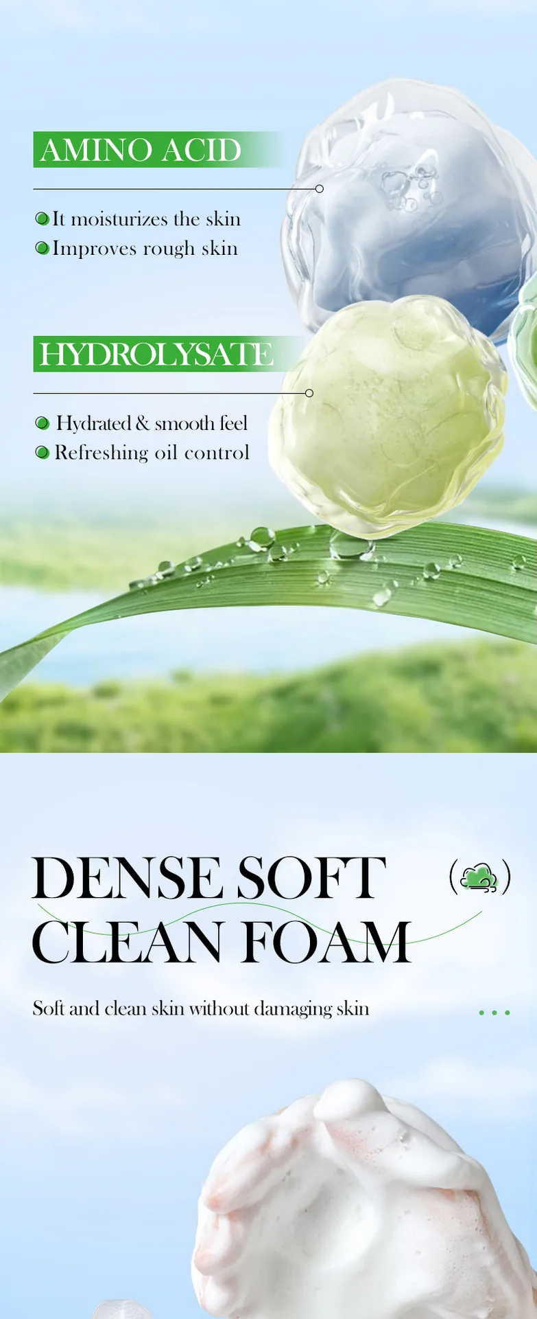 SADOER Cucumber Amino Acid Cleansing Mousse Packaging Display Foreign Trade Wholesale Facial Cleansing