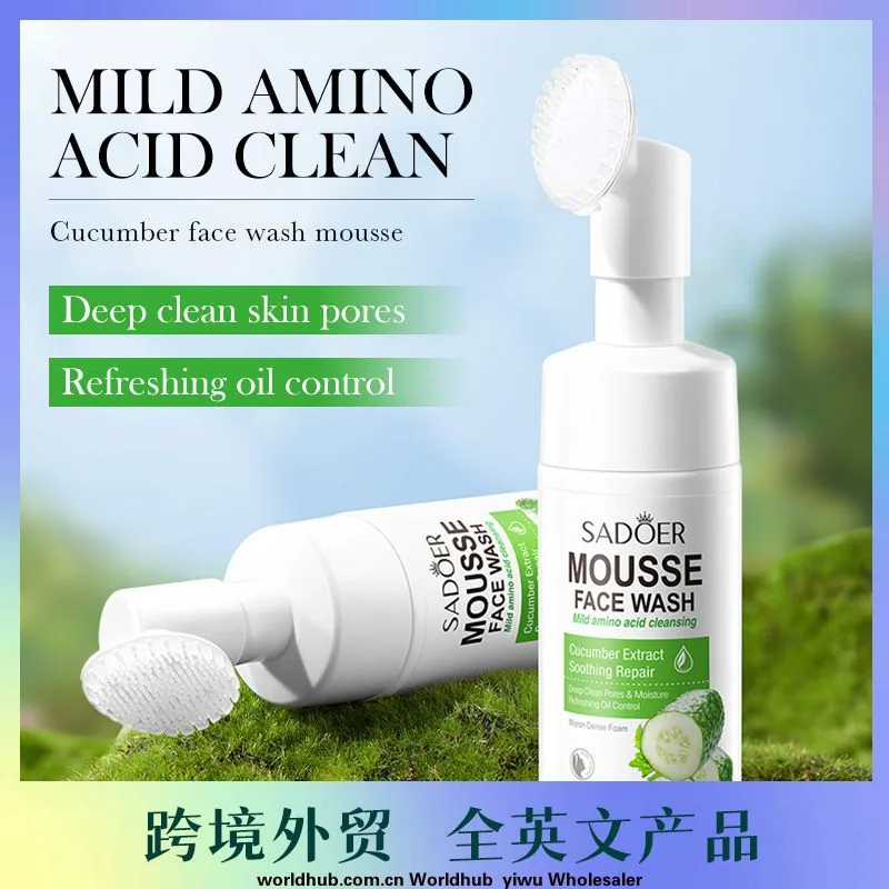 SADOER Cucumber Amino Acid Cleansing Mousse Delicate Foaming Facial Cleanser Cross-border Foreign Trade Wholesale
