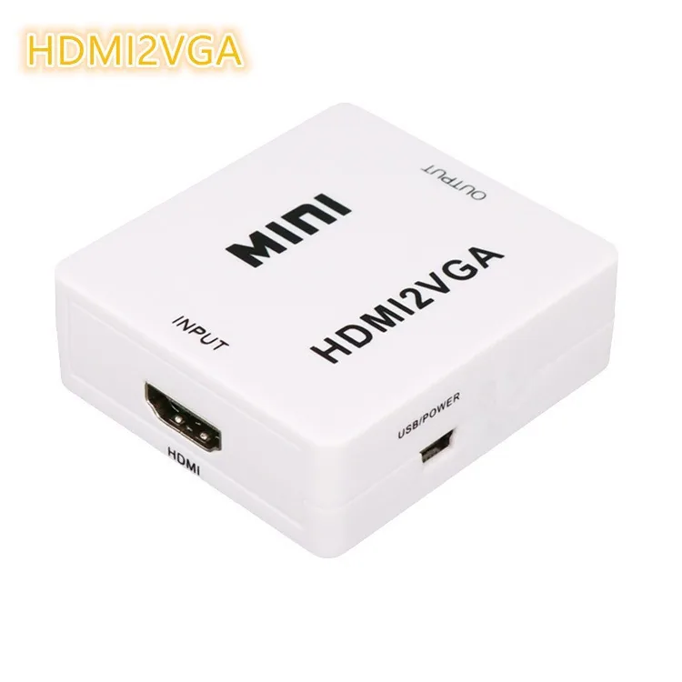 กล่องสีขาวเล็กๆ AV เป็น VGA การสลับวิดีโอความละเอียดสูง mini AV2VGA 1080P กล่องทีวี set-top box converter 6