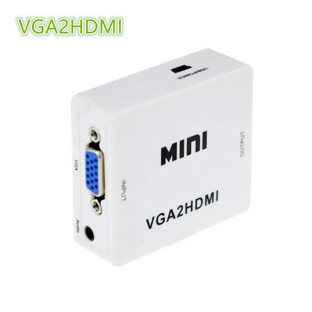 กล่องสีขาวเล็กๆ AV เป็น VGA การสลับวิดีโอความละเอียดสูง mini AV2VGA 1080P กล่องทีวี set-top box converter 2