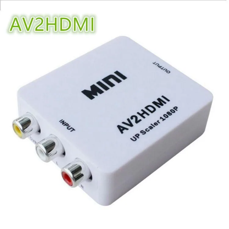 กล่องสีขาวเล็กๆ AV เป็น VGA การสลับวิดีโอความละเอียดสูง mini AV2VGA 1080P กล่องทีวี set-top box converter 3