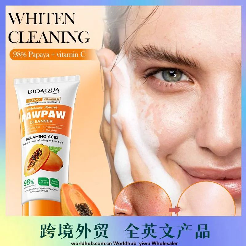 BIOAOUA Papaya Vitamin C Whitening Cleanser Cleansing Facial Cleanser Cross-border Foreign Trade Wholesale