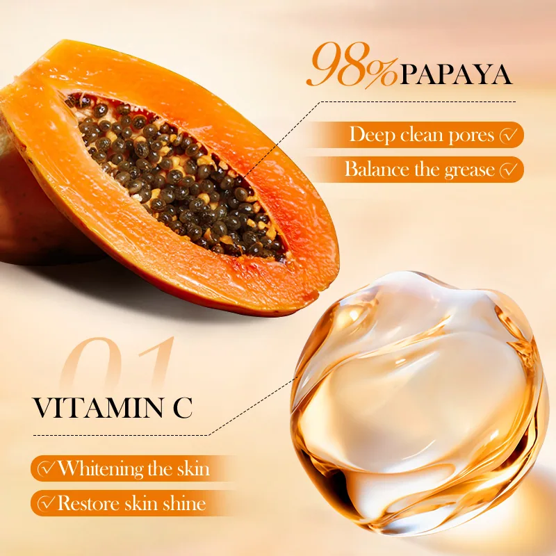 Papaya Vitamin C Whitening Cleanser Ingredient Selling Point Image Papaya Vitamin C Brightening Gentle Formula Yiwu Ouo Impor