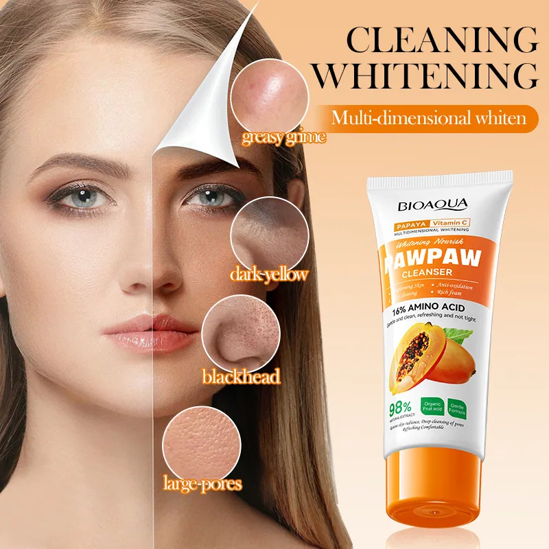 Papaya Vitamin C Whitening Cleanser Foam Texture Close-up Rich and Delicate Deep Cleaning Yiwu Ooe Import and Export