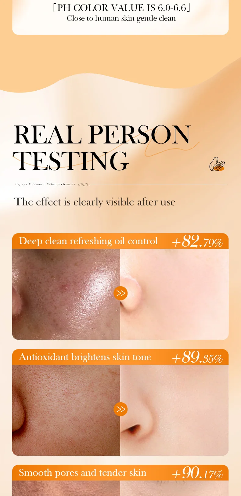 BIOAOUA papaya cleanser is available in multiple colors and specifications, with a style difference diagram for cross-border 