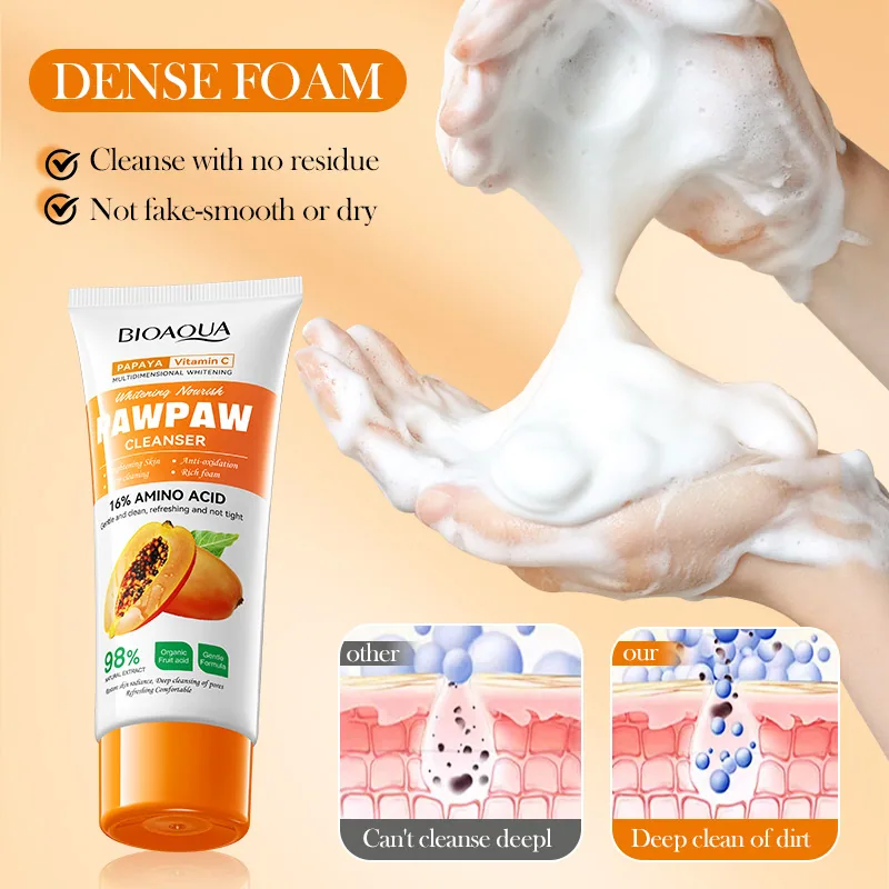 BIOAOUA Cleanser Usage Scenario Diagram: Cleansing in the Morning and Evening. Gentle and Non-Tightening. Cross-border E-comm