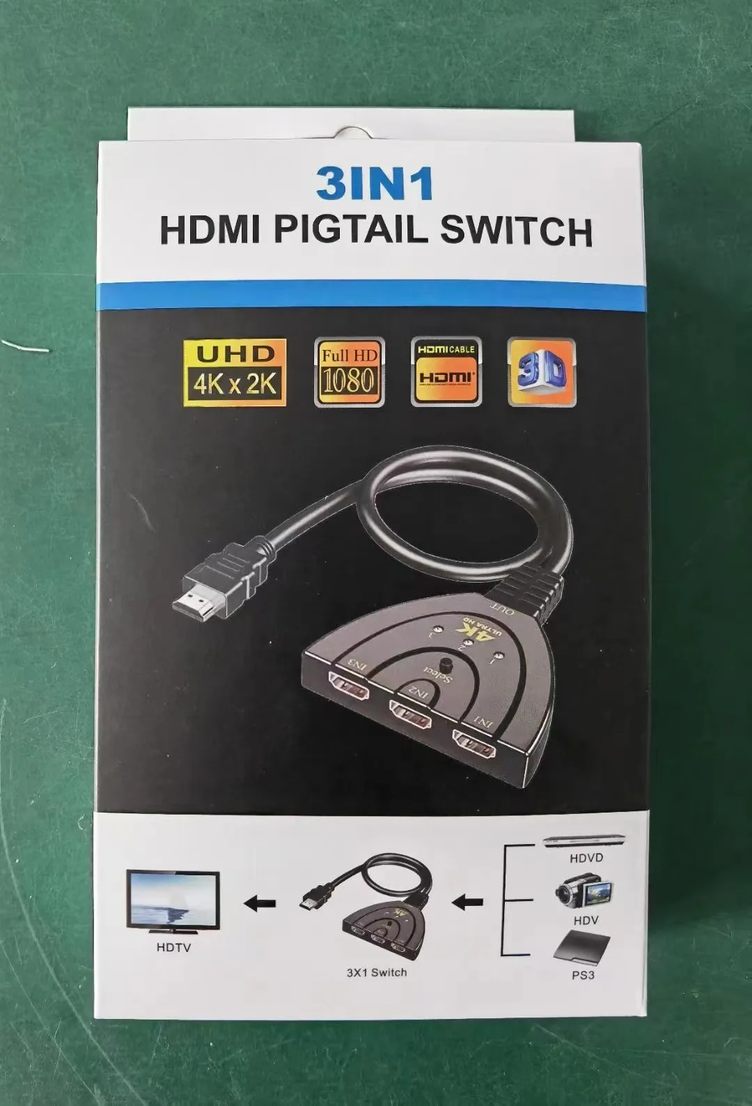 HDMI switcher, three in one out splitter, 4K high-definition converter, 3-in one set-top box, connected to monitor - Set Top Box