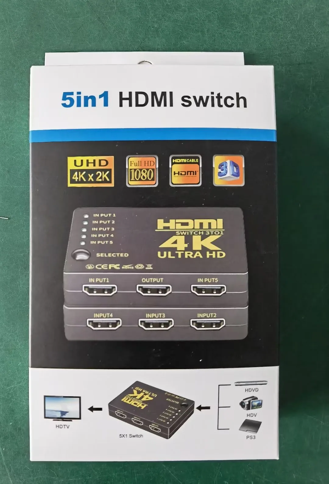 HDMI switcher, three in one out splitter, 4K high-definition converter, 3-in one set-top box, connected to monitor - Set Top Box 3