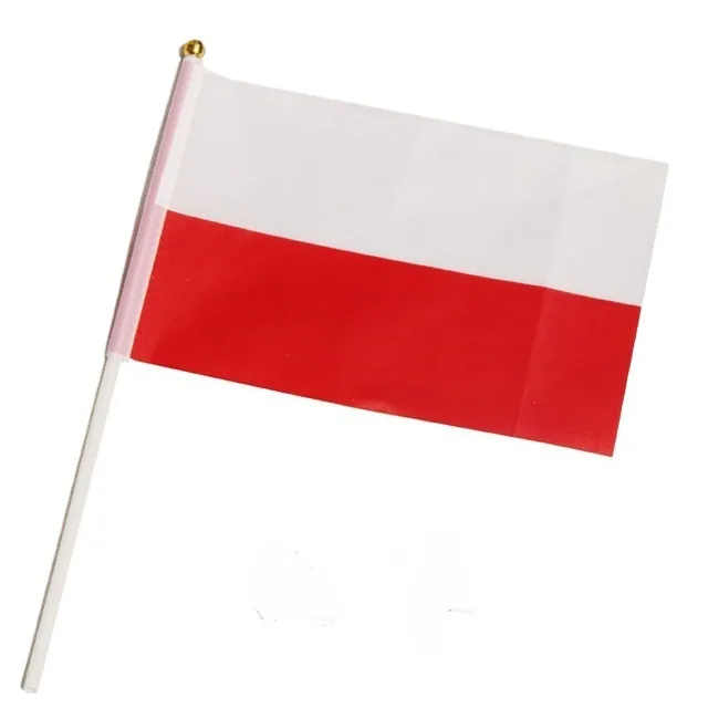 No. 8 Polish flag 14 * 21cm polyester flag manufacturer Poland hand-cranked flag spot wholesale including rod - Flags, Banners & Accessories