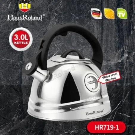 Household stainless steel gas and induction cooker whistling kettle with compound bottom and water thermometer. In stock. Whistl