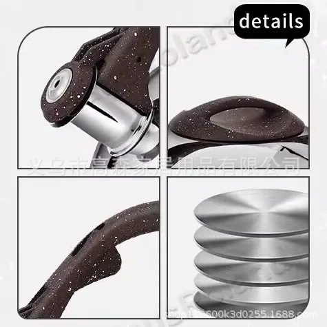 Stainless steel flat bottom kettle Stainless steel whistle kettle Thickened double bottom kettle Gas induction cooker Universal 4