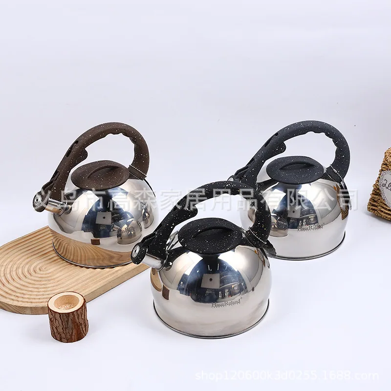 Stainless steel flat bottom kettle Stainless steel whistle kettle Thickened double bottom kettle Gas induction cooker Universal 3