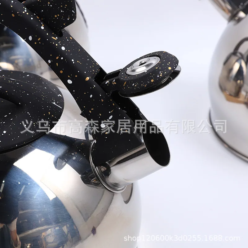 Stainless steel flat bottom kettle Stainless steel whistle kettle Thickened double bottom kettle Gas induction cooker Universal 7