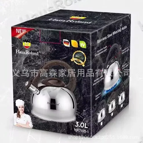 Stainless steel flat bottom kettle Stainless steel whistle kettle Thickened double bottom kettle Gas induction cooker Universal 2