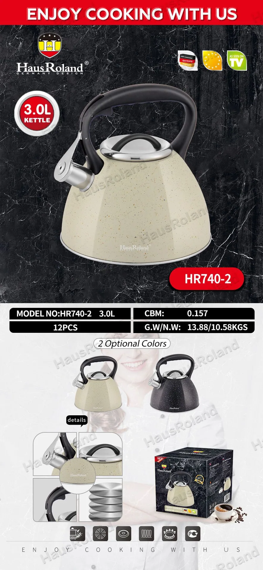 Stainless steel gas kettle Thickened bottom whistle kettle 3L gas induction cooker can be used to boil the kettle 6