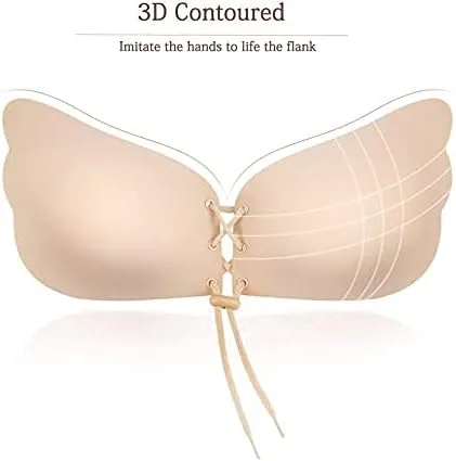 2Pack Adhesive Bra, Adhesive Bra, Strapless Backless Push-Up Bra with Invisible, Including Nipple Covers, Adhesive ...