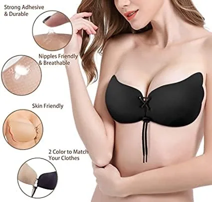 Detail close-up of invisible bra: 3D three-dimensional cutting self-adhesive silicone material, thin upper and thick lower st