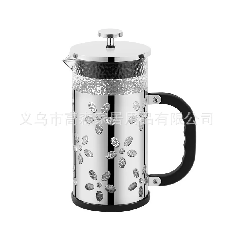 Stainless steel 304 method press pot Hand punching press Filter pressing Coffee pot High borosilicate glass Household tea bre