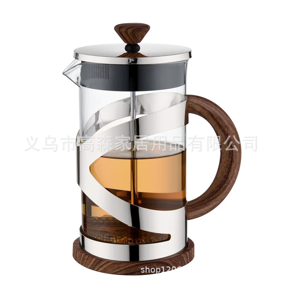Stainless steel 304 method press pot Hand punching press Filter pressing Coffee pot High borosilicate glass Household tea brewer 3
