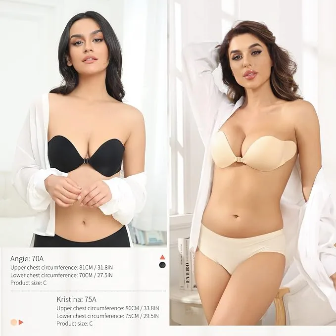 Strapless push-up bra size and specification labeling, unit: pcs, two-pair pack, supplied by Yiwu O'O Import and Export Co., 